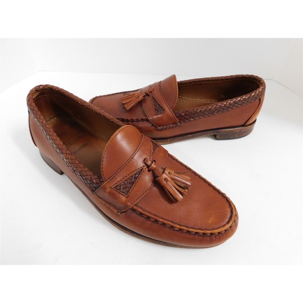 Allen Edmonds Maxfield Brown Chili Weave Tassel Leather Loafers USA 10.5 D‎